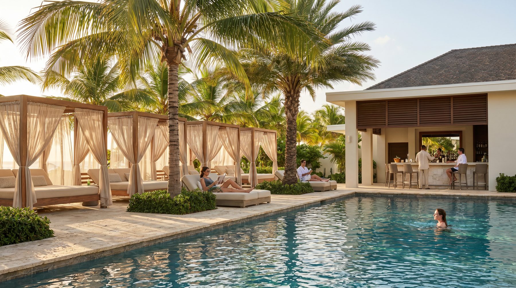 Adults-only members pool with cabanas