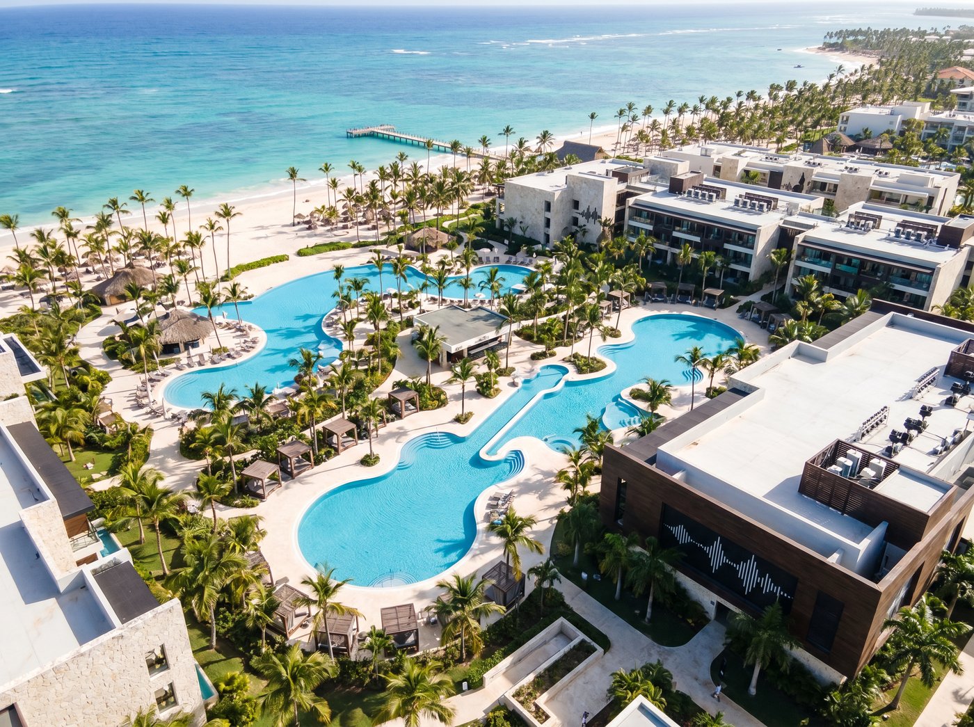 Aerial view of Hard Rock Punta Cana resort and beach